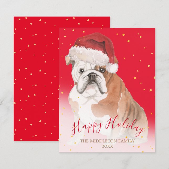Holiday  Dog Gold Red Seasonal Greeting (Front/Back)