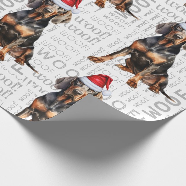 Holiday Dog Lover Black Tan Coonhound Christmas Wrapping Paper (Corner)