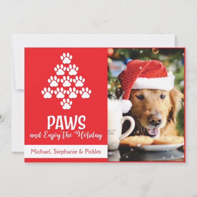 Holiday Dog Paws Christmas Card (Front)