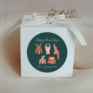 Holiday Dogs Happy Howlidays Classic Round Sticker