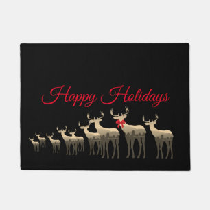 Holiday Doormat-Happy Holidays Tan Deer/Elk Doormat