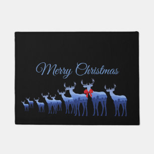 Holiday Doormat-Merry Christmas Blue Deer/Elk Doormat