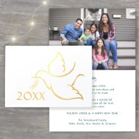 Holiday Dove New Years Simple One Photo Folded
