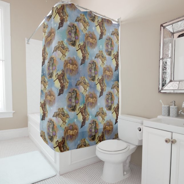 Holiday Dreamcatcher Western Horses Pattern Shower Curtain (In Situ)