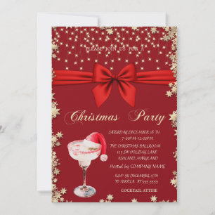 Holiday Drink Santa Hat Stars Company Christmas Invitation