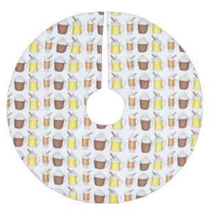 Holiday Drinks Egg Nog Hot Cocoa Buttered Rum Brushed Polyester Tree Skirt
