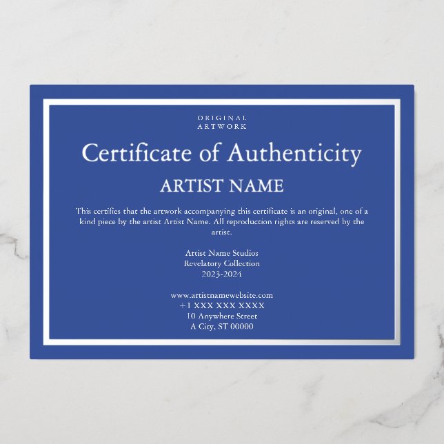 Holiday Edition Foil Certificate of Authenticity (Front)
