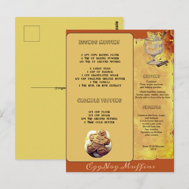 HOLIDAY EGGNOG MUFFIN RECIPE | Postcard (Front/Back)