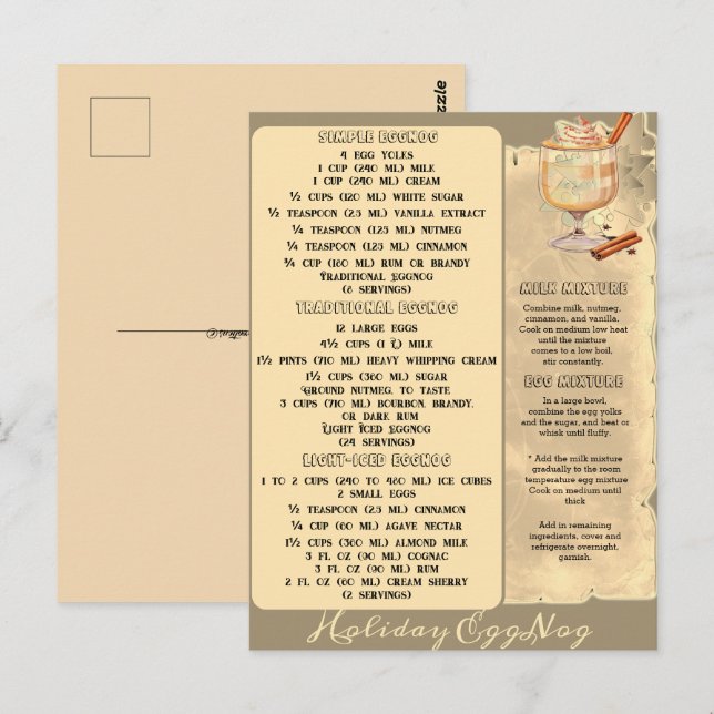 HOLIDAY EGGNOG RECIPES | Postcard (Front/Back)