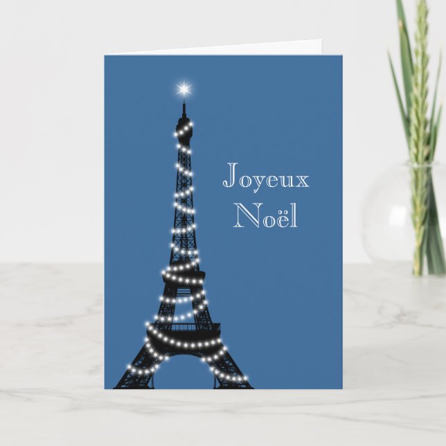 Holiday Eiffel Tower Card blue (Front)