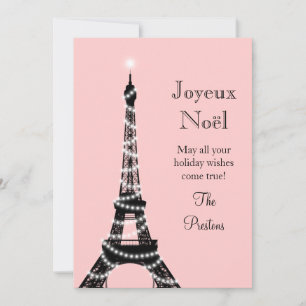 Holiday Eiffel Tower Card pink