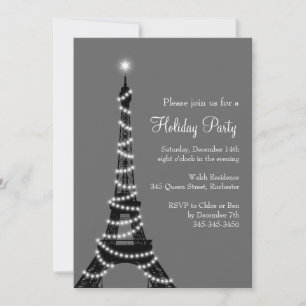 Holiday Eiffel Tower Invitation grey