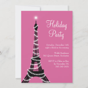 Holiday Eiffel Tower Invitation pink
