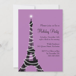 Holiday Eiffel Tower Invitation purple