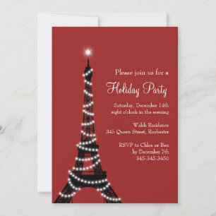 Holiday Eiffel Tower Invitation red