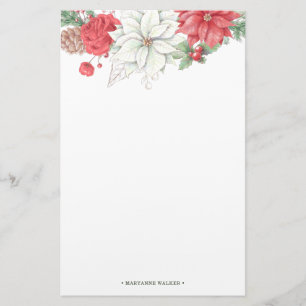 Holiday Elegant Foliage Monogram Stationery