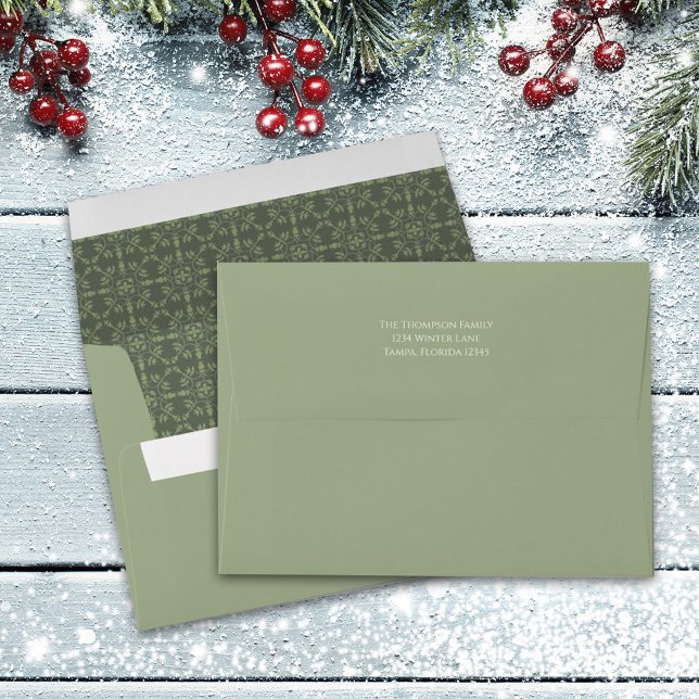 Holiday Elegant Green Snowflake Classic Elegant Envelope (Creator Uploaded)