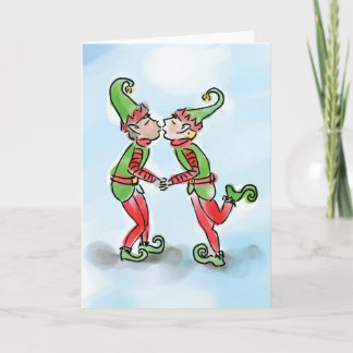 Holiday Elves Kissing