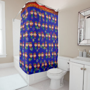 Holiday Elves Shower Curtain