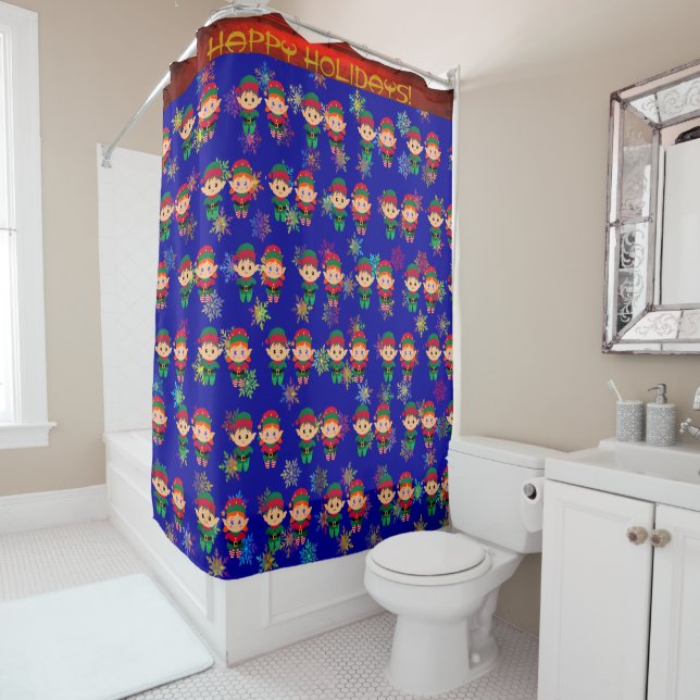 Holiday Elves  Shower Curtain (In Situ)