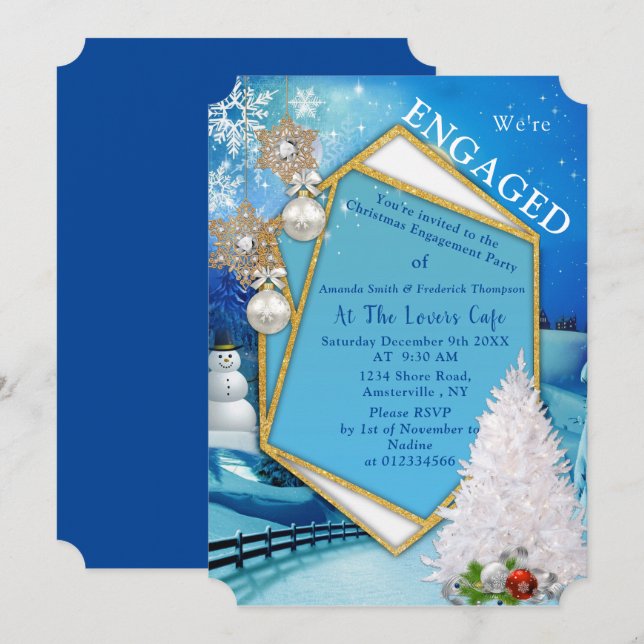 Holiday Engagement Christmas Party Invitation (Front/Back)