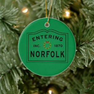 Holiday Entering Town of Norfolk MA Ceramic Tree Decoration