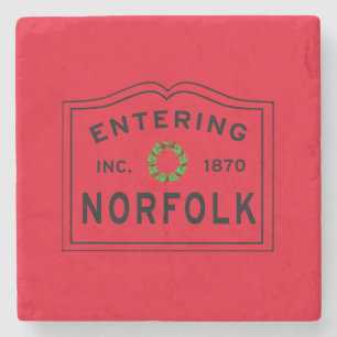 Holiday Entering Town of Norfolk Massachusetts Stone Coaster