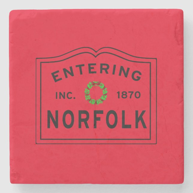 Holiday Entering Town of Norfolk Massachusetts Stone Coaster (Front)