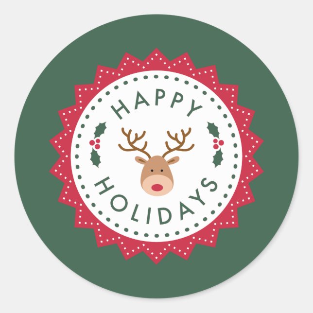 Holiday Envelope Seals or Gift Wrap Stickers (Front)