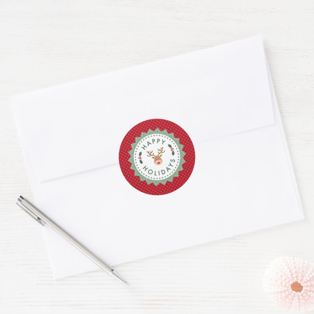 Holiday Envelope Seals or Gift Wrap Stickers (Envelope)