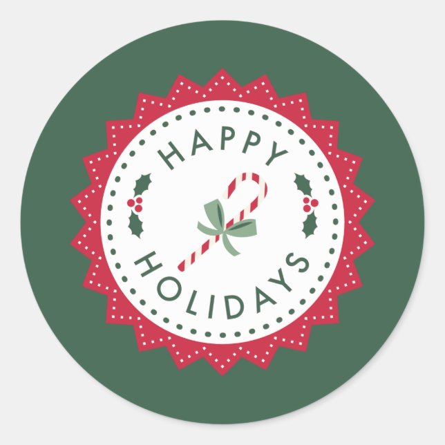Holiday Envelope Seals or Gift Wrap Stickers (Front)