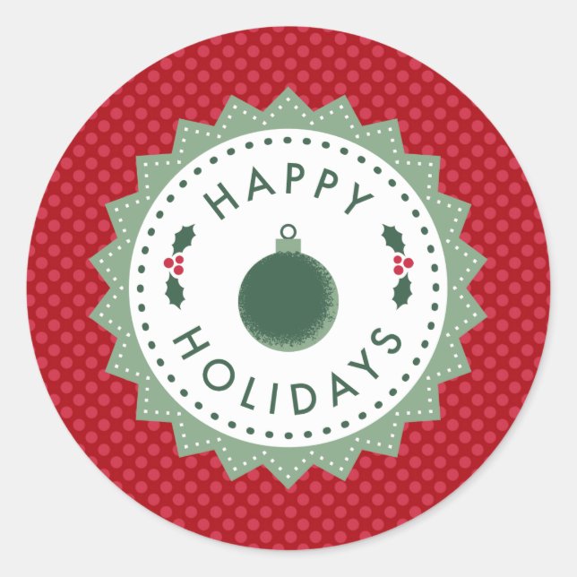 Holiday Envelope Seals or Gift Wrap Stickers (Front)