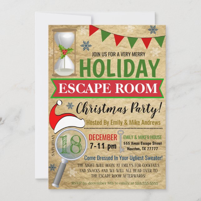 Holiday Escape Room Invitation (Front)