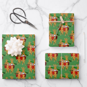 Holiday Escaping Gingerbread Cookies Cute Wrapping Paper Sheet