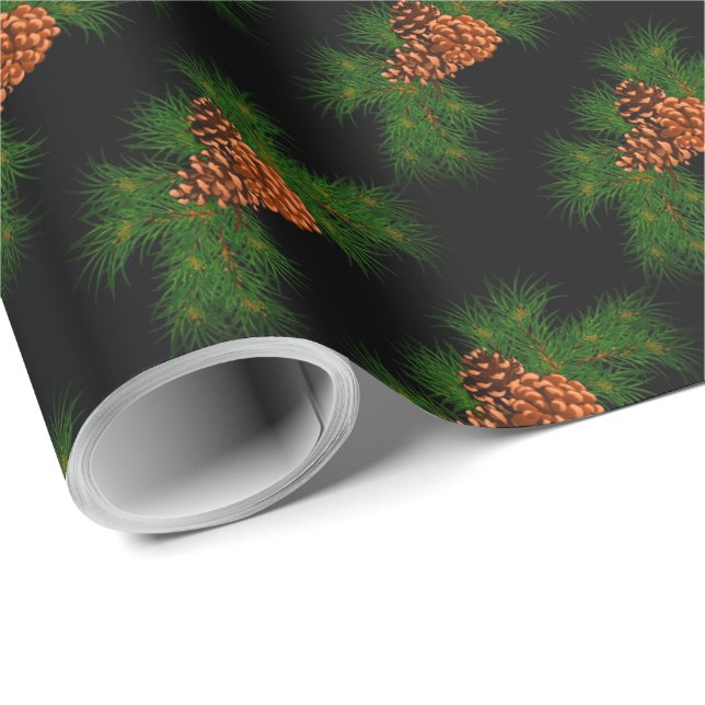 Holiday Evergreen pine cone pattern - Wrapping Paper (Roll Corner)