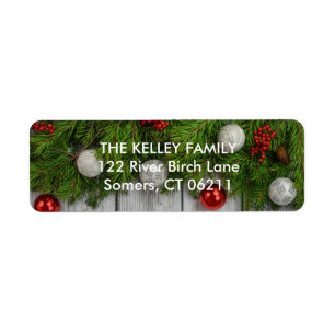 Holiday Evergreen Return Address Label
