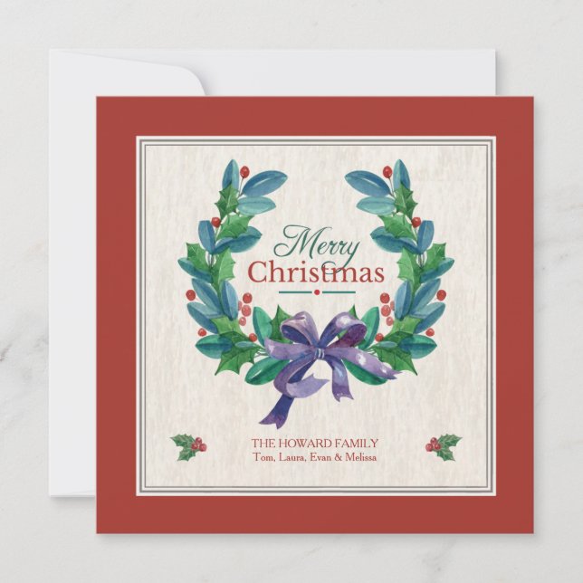 Holiday Evergreen Wreath Card (Front)