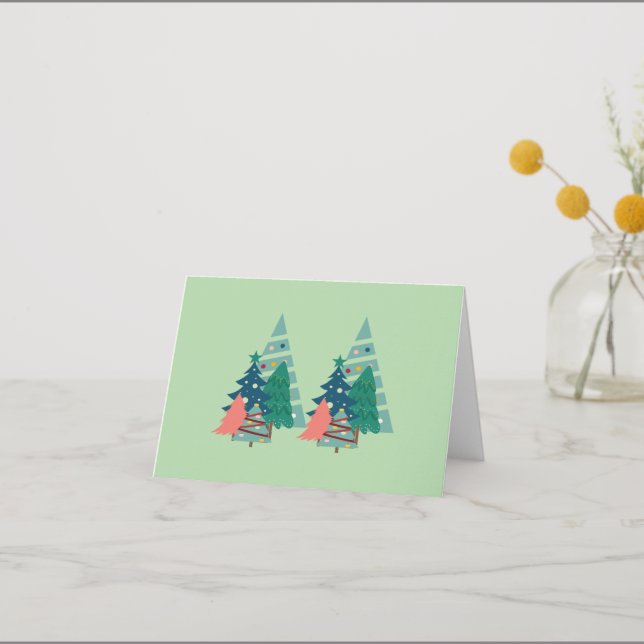 Holiday Evergreens Design Thank You Card (Front)