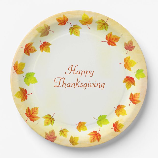 Holiday Fall Leaves  Paper Plate (Front)