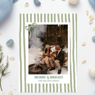 Holiday family Christmas Photo Card with Stripes