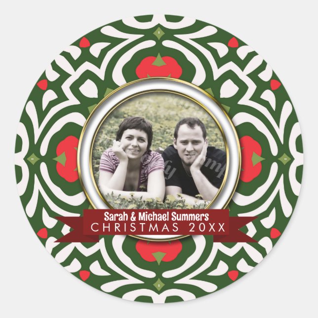 Holiday Family Friends Keepsake Memento Gift Classic Round Sticker (Front)