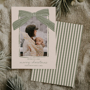 Holiday Family Photo Card Christmas Bow Stripe