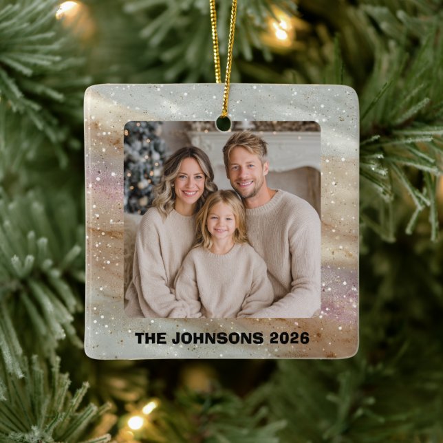 Holiday Family Photo Christmas Ornament (Tree)