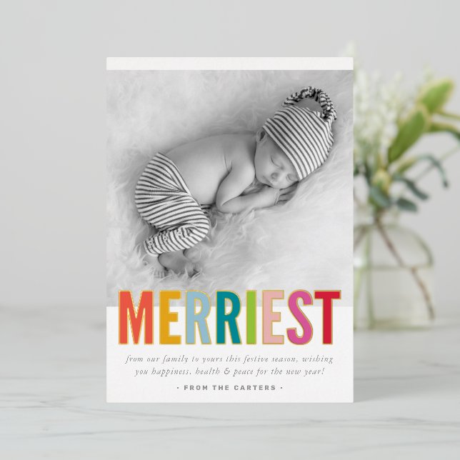 HOLIDAY FAMILY PHOTO merriest bold bright colourfu (Standing Front)