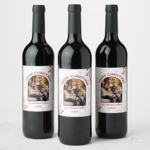 Holiday Family Photo Merry Christmas  Wine Label