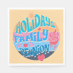Holiday Family Reunion Summer BBQ Retro Sunset Des Napkin