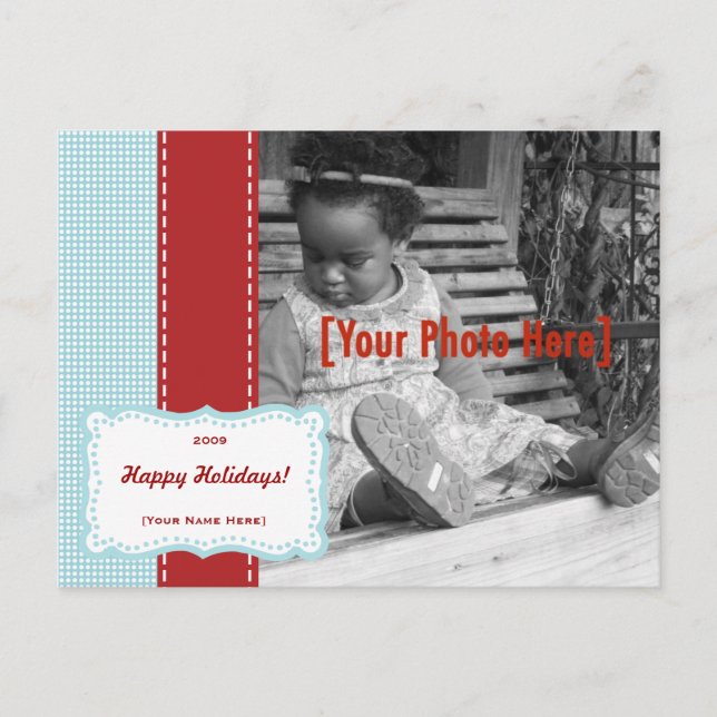 Holiday Fancy Polka Dot Photo Card (Front)