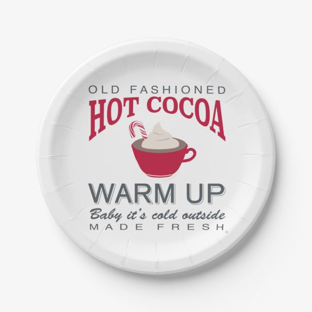 holiday farmhouse hot cocoa paper plate (Front)