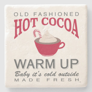 holiday farmhouse hot cocoa stone coaster