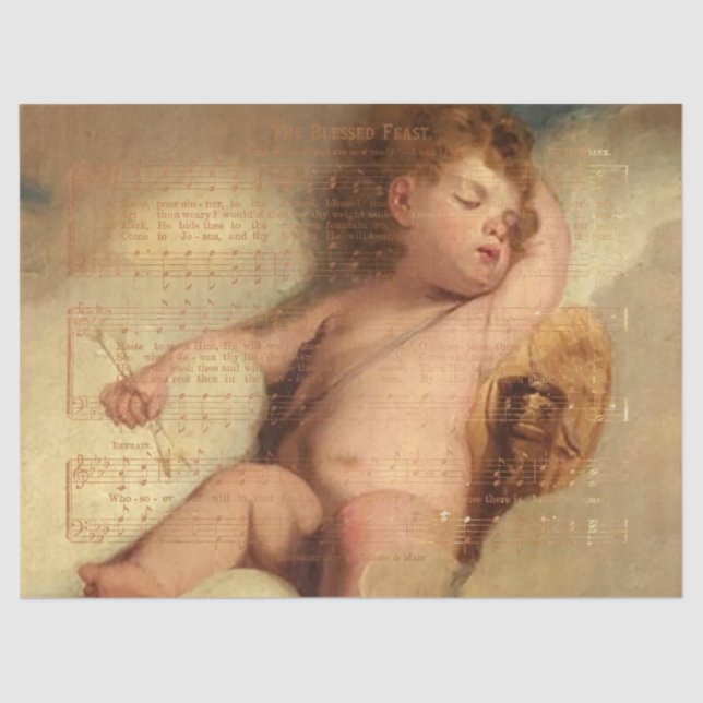 Holiday Feast Music Sheet with Cherub (Front)